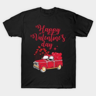 Truck With Red Hearts Valentine's Day T-Shirt